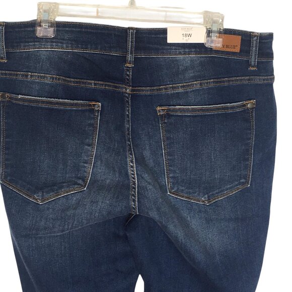 Judy Blue Jeans Womens 18W Dark Wash High Waist Skinny Distressed Leopard Patch - Picture 15 of 16